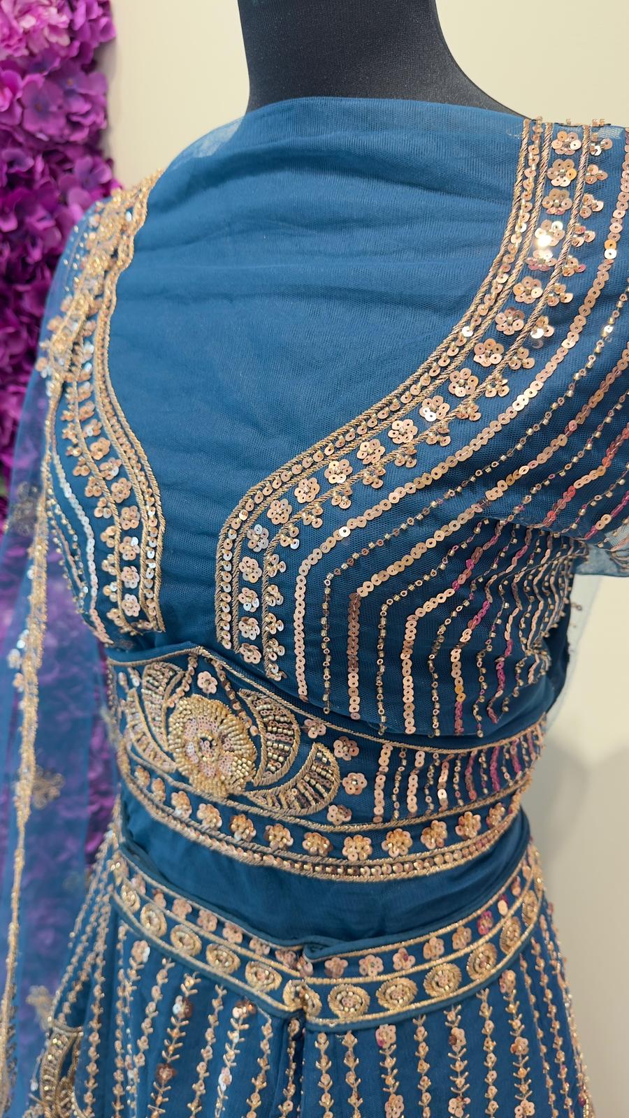 Blue bridal lehenga Qatar
Luxury lehenga Doha
Wedding lehenga in Qatar