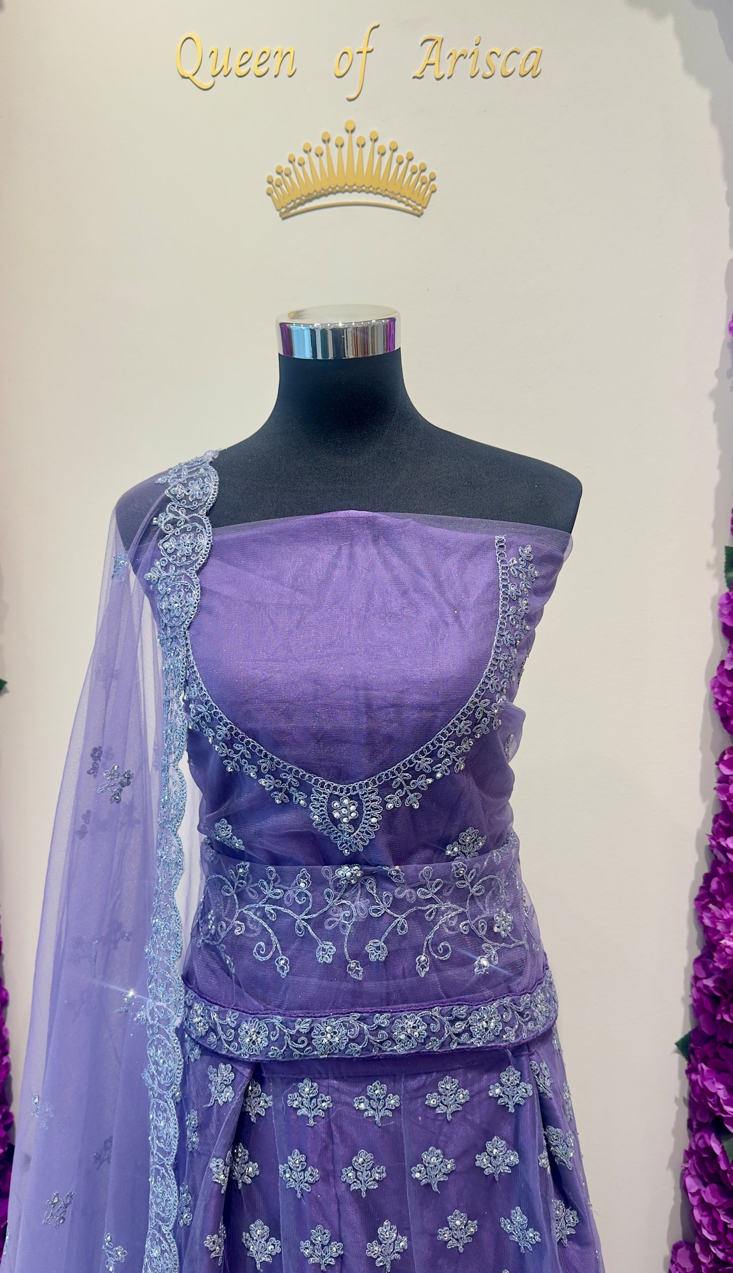 purple lehengas with premium silver embroidery and luxury bridal styling.
