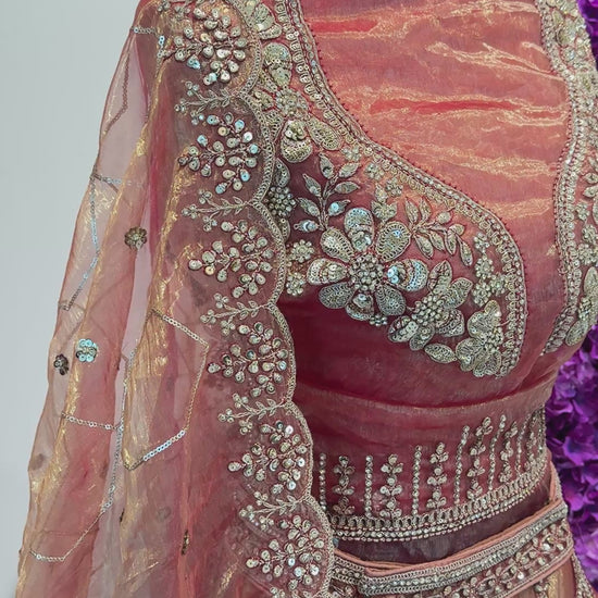 Luxury green embroidered lehenga in Qatar by Arisca