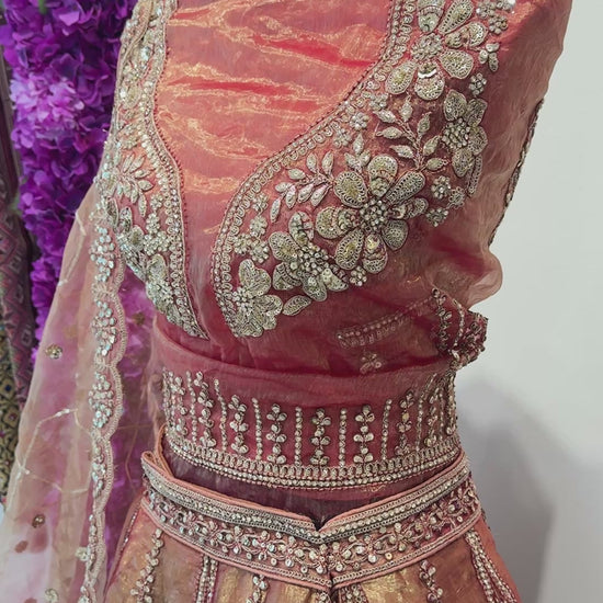 Luxury green embroidered lehenga in Qatar by Arisca