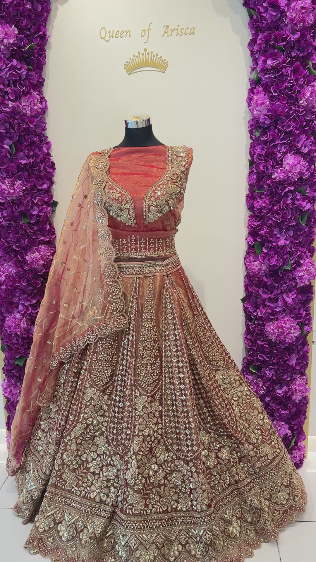 Luxury green embroidered lehenga in Qatar by Arisca