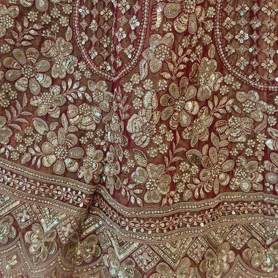 Luxury green embroidered lehenga in Qatar by Arisca